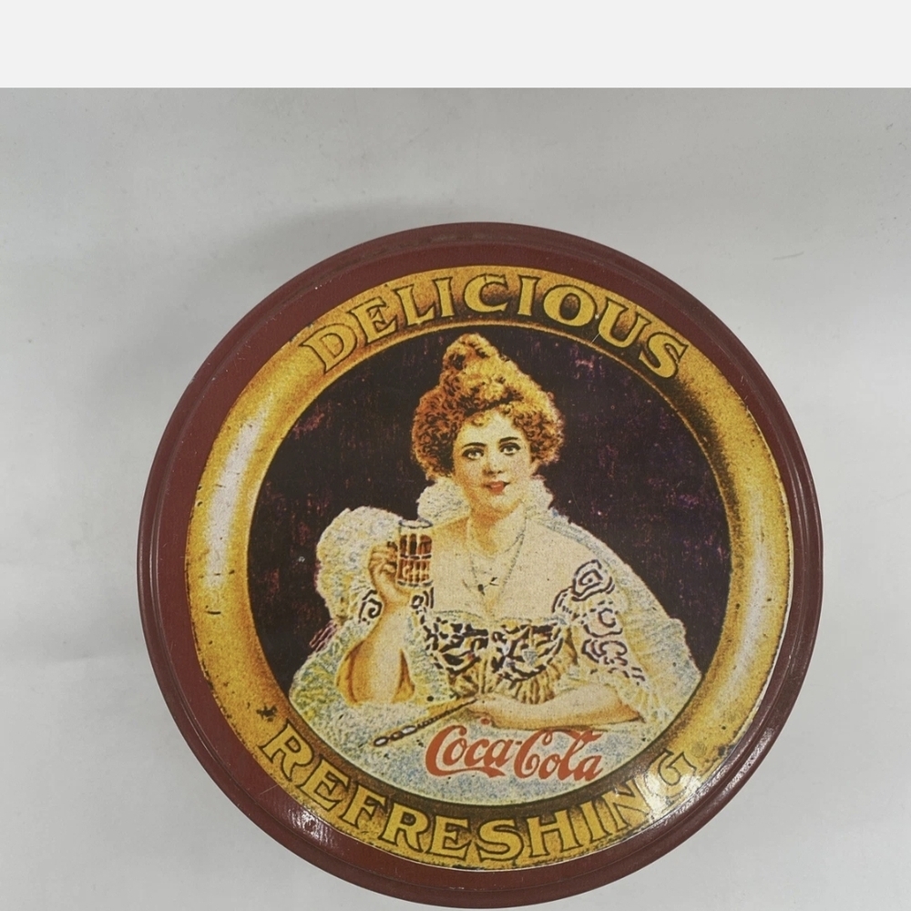 Vintage Drink Coca Cola Delicious Refreshing Tin With Lid.